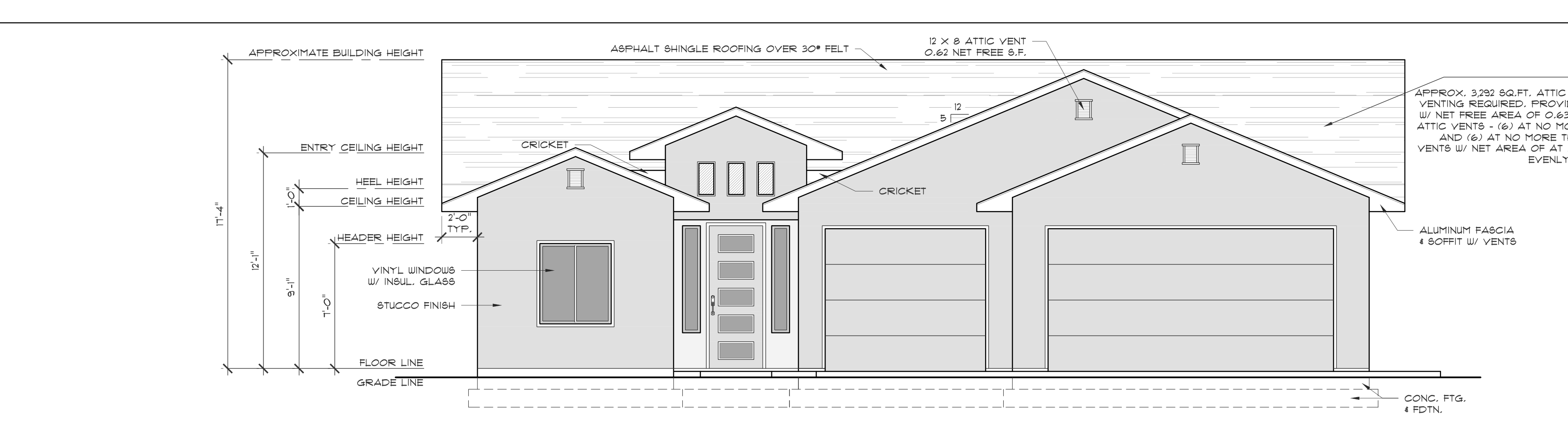 Front elevation of Axis One 1,941 square foot four bedroom spec home